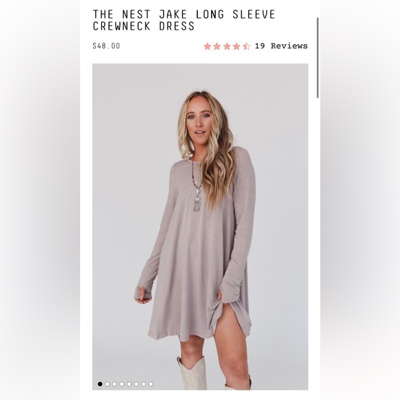 Three Bird Nest 
THE NEST JAKE LONG SLEEVE CREWNECK DRESS - Picture 3 of 6